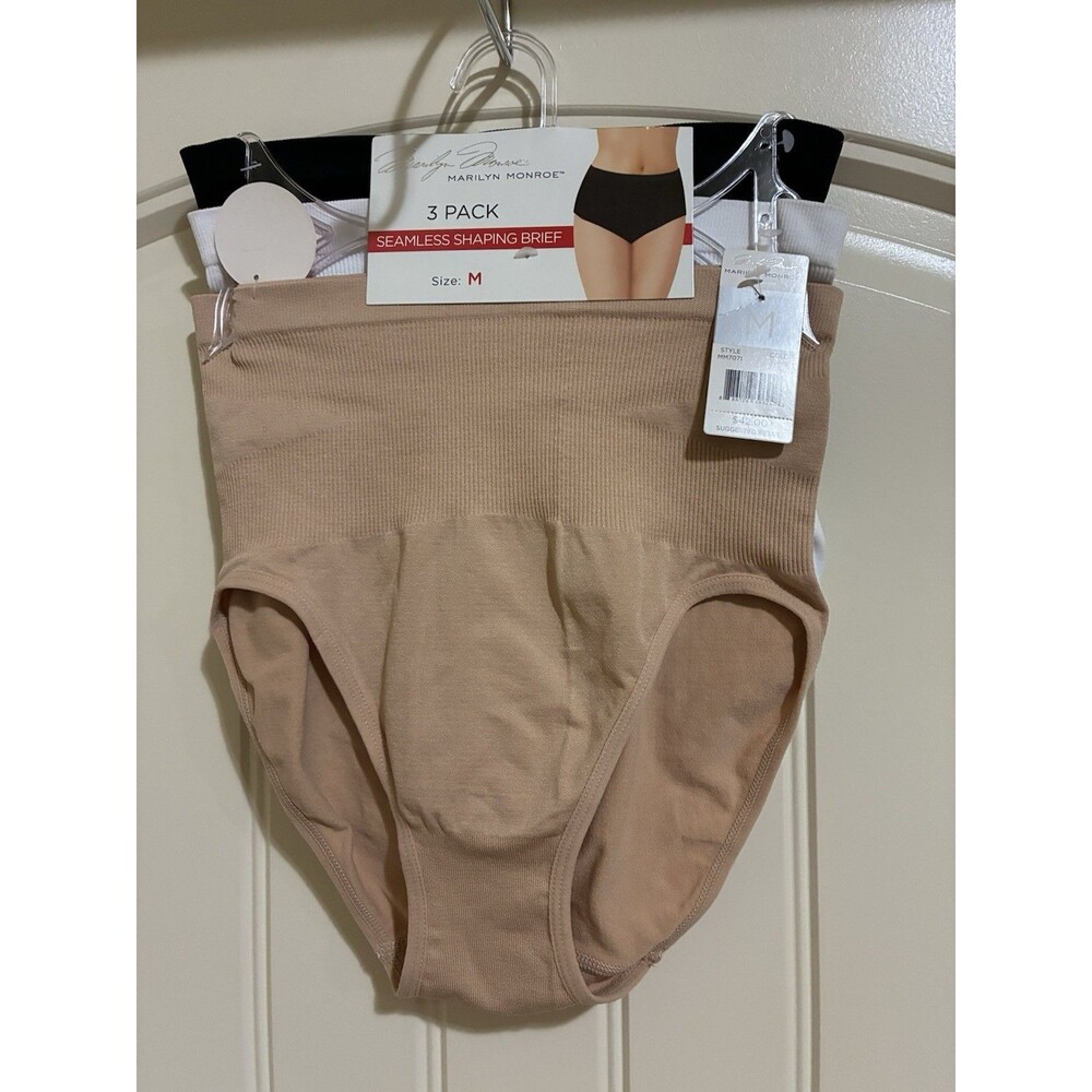 Marilyn Monroe 3 Pk BRIEFS SEAMLESS SHAPER~MULTICOLOR~ MM7071 Size Medium